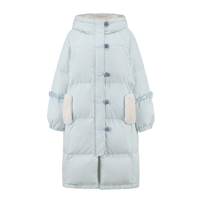 加肥加大码白鸭绒中长款羽绒服冬