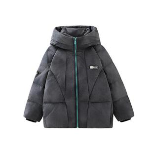 半度闲儿童工装羽绒服连帽外套冬装加厚新款洋气男女童90白鸭绒潮