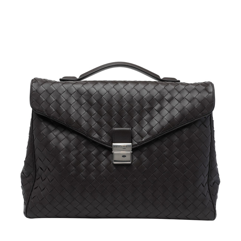 Bottega Veneta 男士棕色编织bv公文包 26早春新款意大利代购鉴别