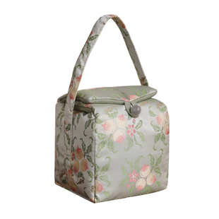 春泥桃纹布艺织锦收纳包旅行便携茶艺包盖碗茶壶茶杯收纳袋茶事包