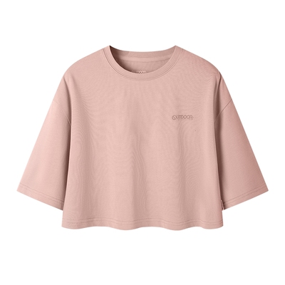 outdoor products 圆领短T女春夏户外简约LOGO纯棉透气落肩短袖