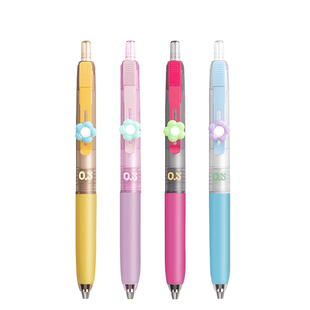 柯林小小花骨朵按动中性笔金属笔夹高颜值学生速干刷题笔黑色水笔