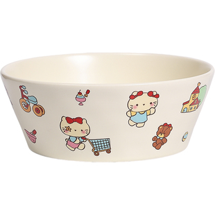 鹿谷川釉下彩大容量饭碗家用高颜值的水果碗沙拉碗陶瓷贴花汤面碗