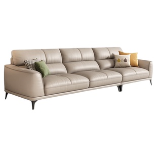 岚瑟琳法式奶油风真皮沙发头层牛皮卡其色轻奢客厅一字型2026新款