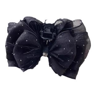 高级感欧根纱羽毛头饰蓬松显发量后脑勺盘发发夹女鲨鱼夹抓夹大号