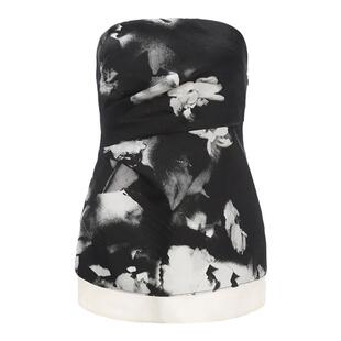 HAI STUDIO 春夏女士拼纱立裁抹胸外穿 黑白印花拼接小众短上衣