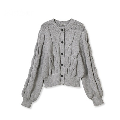 Mila Owen秋冬甜美温柔泡泡袖粗针绞花棉针织开衫09WND241323