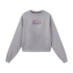 wigglewiggle26年春季时尚复古休闲字母logo印花宽松运动卫衣女装