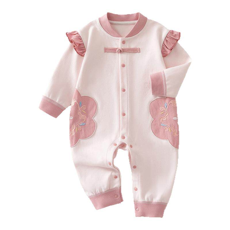 JQ婧麒新生婴儿衣服秋冬季满月宝宝连体衣宝宝冬睡衣外出保暖哈衣