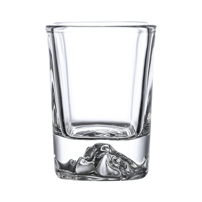 日式冰山白酒杯四方玻璃二两酒杯
