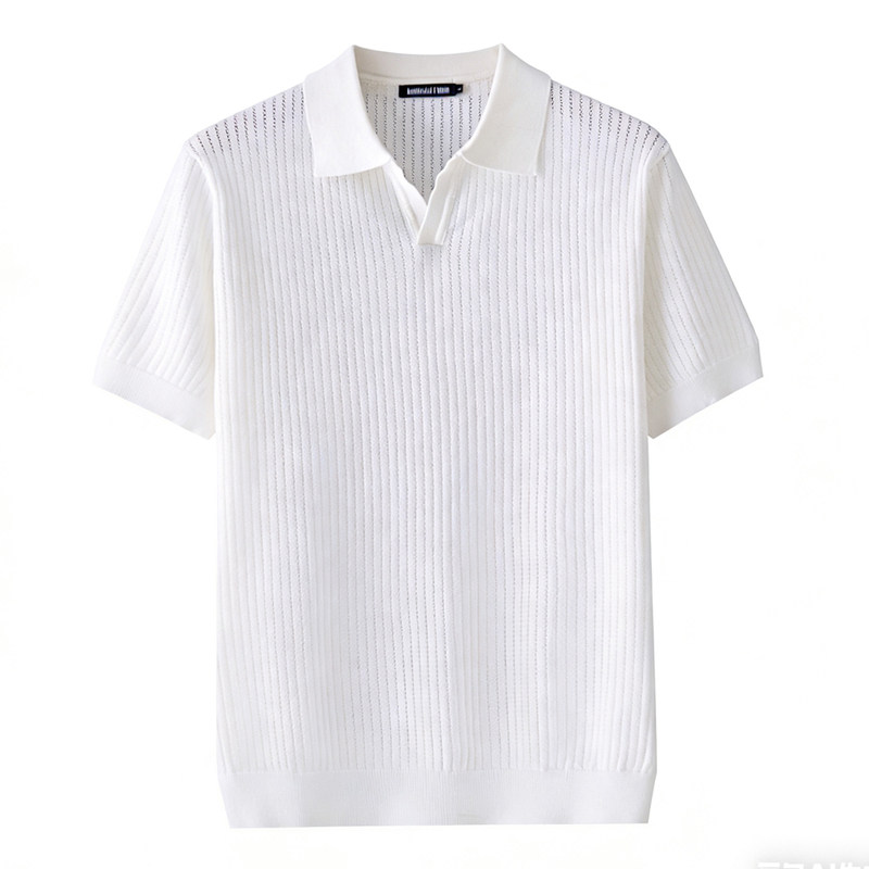夏季冰丝针织polo衫男士翻领短袖