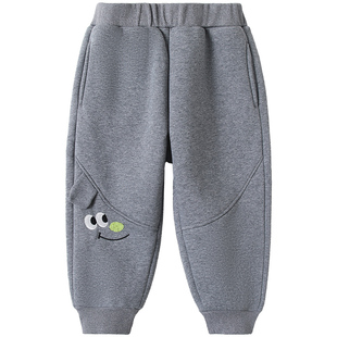 MQDmini儿童加绒裤子冬季男童运动裤加厚卫裤长裤宝宝保暖束脚裤