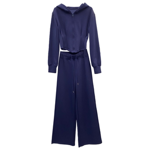 2026春季新款韩版运动休闲连帽卫衣开衫吊带阔腿裤时尚气质三件套