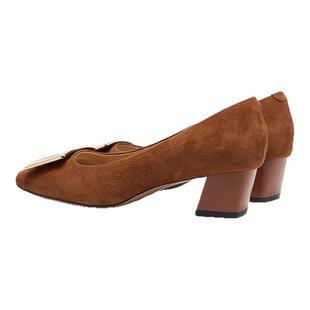 星期六真皮法式方扣高跟鞋女2025新款羊皮绒面简约单鞋SSD3111129