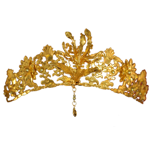 新中式新娘皇冠秀禾服头饰凤冠发冠龙凤褂结婚饰品仿花丝镶嵌凤凰