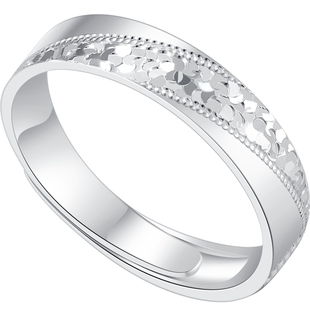 潮宏基铂雅爆闪碎碎冰铂金戒指白金PT950指环情侣对戒情人节礼物