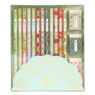 故宫文具建筑彩绘铅笔橡皮套装HB铅笔小学生一年级二年级学习写字专用画画素描初学者绘图文创开学礼物教师节