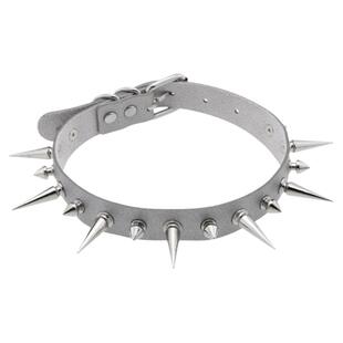 27Usr 灰色皮铆钉铃铛朋克choker项圈项链男女酷帅锁骨链颈链潮