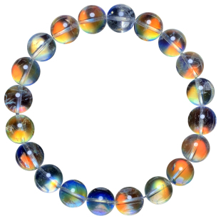 马岛料幻彩月光石玻璃体手链女收藏级冰种月亮石彩虹光月光石手串