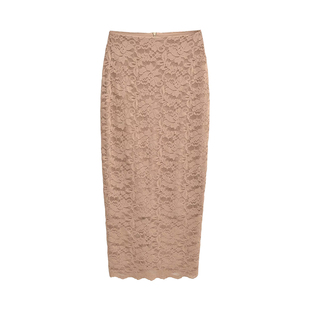 YoungGirlDay江南美人御姐纯欲风高腰后开叉蕾丝包臀中长款半身裙