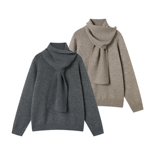 WHIMNOTION 25AW「可拆卸围巾」双领多穿法假两件毛衣圆领针织衫