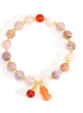 金丝玉手串天然石串珠多彩简约时尚个性古风女款玉石葫芦手链手饰