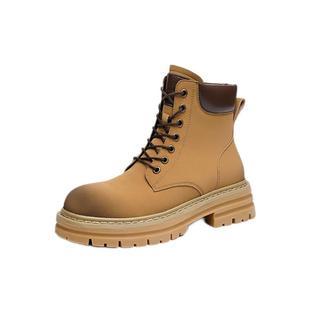 红蜻蜓行者大黄靴女秋冬新款厚底鞋子英伦大头高帮短靴女款马丁靴