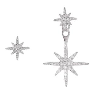 【情人节礼物】apmMONACO耳钉不对称六芒星耳环925纯银小众耳饰女