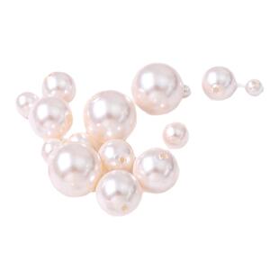 超优半孔白色高亮仿珍珠圆珠米珠散珠子 手工diy戒指吊坠材料配件