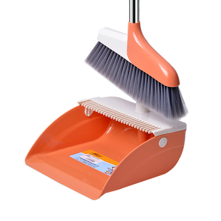 家用办公不锈钢整杆扫把簸箕套装组合扫地软毛扫帚加长刮齿垃圾铲