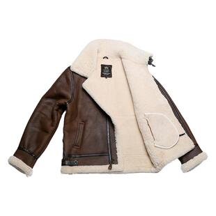 Alpha阿尔法b3皮衣 皮毛一体进口羊皮袄男款冬季真皮保暖外套大衣