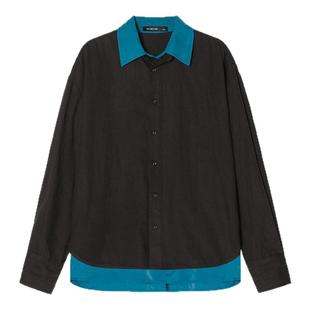 【假两件】Unvesno(UN)高智感松弛层次感叠穿撞色长袖男女款衬衫