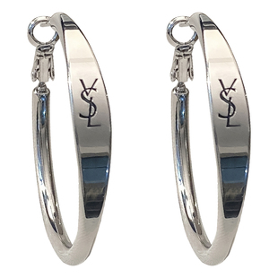 欧美银色字母大圈圈耳环女士轻奢高级感复古大气气质耳圈金属耳饰