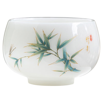 高档118ml中式玉瓷竹纹主人杯