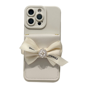 轻奢蝴蝶结卡包适用于苹果16promax手机壳iphone17pro保护套13高级感16pro斜跨链条14promax全包12防摔11软壳