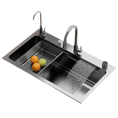 大瀑布集渣水槽大单槽304不锈钢