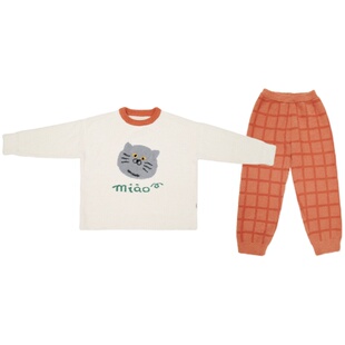 云朵工厂抱抱圆领毛绒提花家居服套装秋冬可爱保暖加厚睡衣可外穿