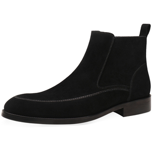 冬季高帮皮鞋男加绒马丁靴真皮英伦翻毛皮中帮棉鞋短靴商务皮靴潮