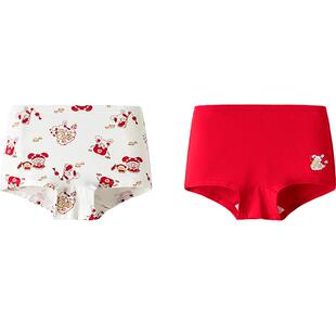 【mikkoIP商场同款】巴拉巴拉儿童内裤平角女童四角裤红色两条装