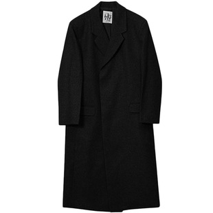 冬季加厚有垫肩毛呢大衣男长款过膝韩版宽松新款呢子风衣男款外套