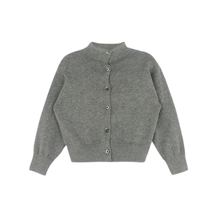 大耳象女童纯色条纹毛衣开衫冬新款宝儿休闲羊毛混纺保暖百搭上衣