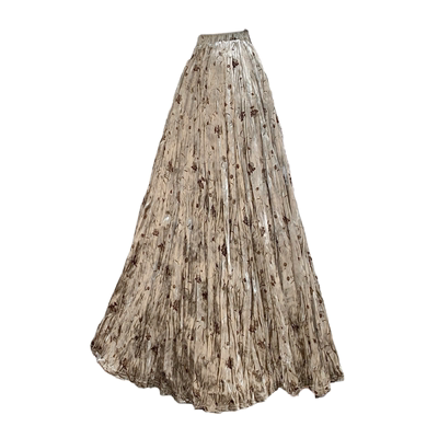 新中式金丝绒印花百褶半身长裙女