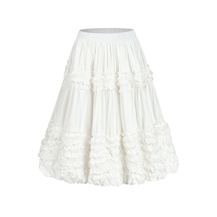 SourceWithU 纪念日 重工千金披肩小礼服针织拼接纱裙白色连衣裙