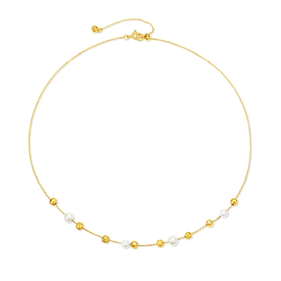 OOAK流金系列熔岩肌理珍珠精美抽拉可调项链多层叠戴精美气质