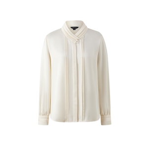 【缎面】PRICH简约新中式褶裥立领纯色衬衫2026春新款气质上衣女