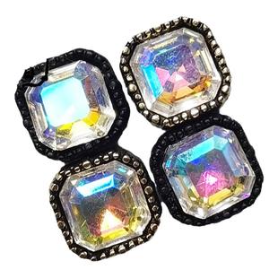 炫彩极光钻面合金发饰品diy材料方块椭圆手工发夹拜拜夹装饰配件