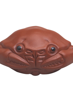 紫砂小螃蟹桌面摆件陶瓷案头吉祥招财螃蟹茶宠客厅玄关茶桌装饰品