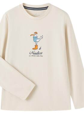 NAUTICA/诺帝卡童装 男童女童中大儿童圆领长袖T恤春秋季航海经典