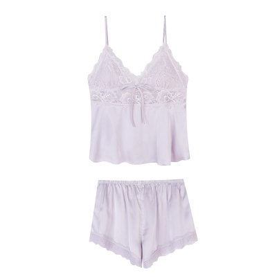 带胸垫吊带睡衣蕾丝花边家居服