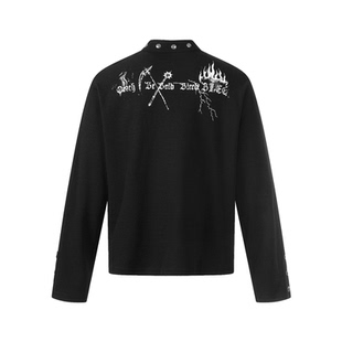 悟空有货美式解构小众亚文化朋克风长袖T恤男女宽松小众打底上衣